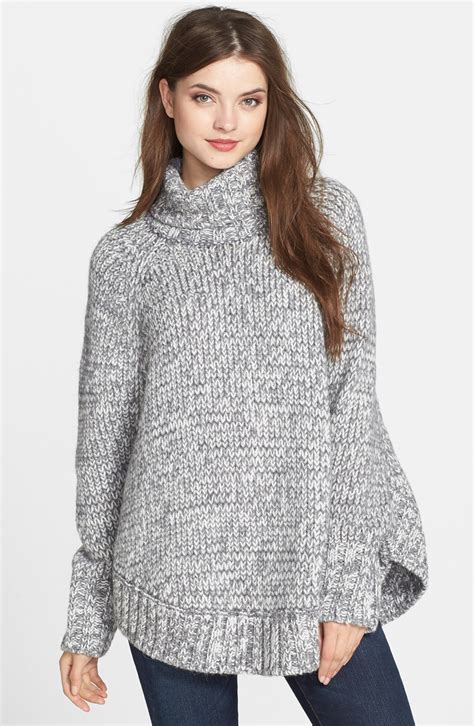 turtleneck poncho sweater michael kors|Michael Michael Kors Turtleneck Shaker Stitch Poncho Sweater.